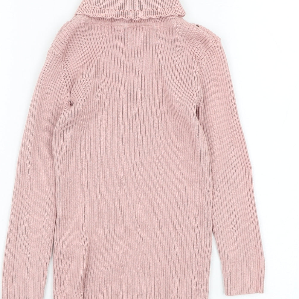 George Girls Pink Roll Neck  Cotton Pullover Jumper Size 4-5 Years  Pullover