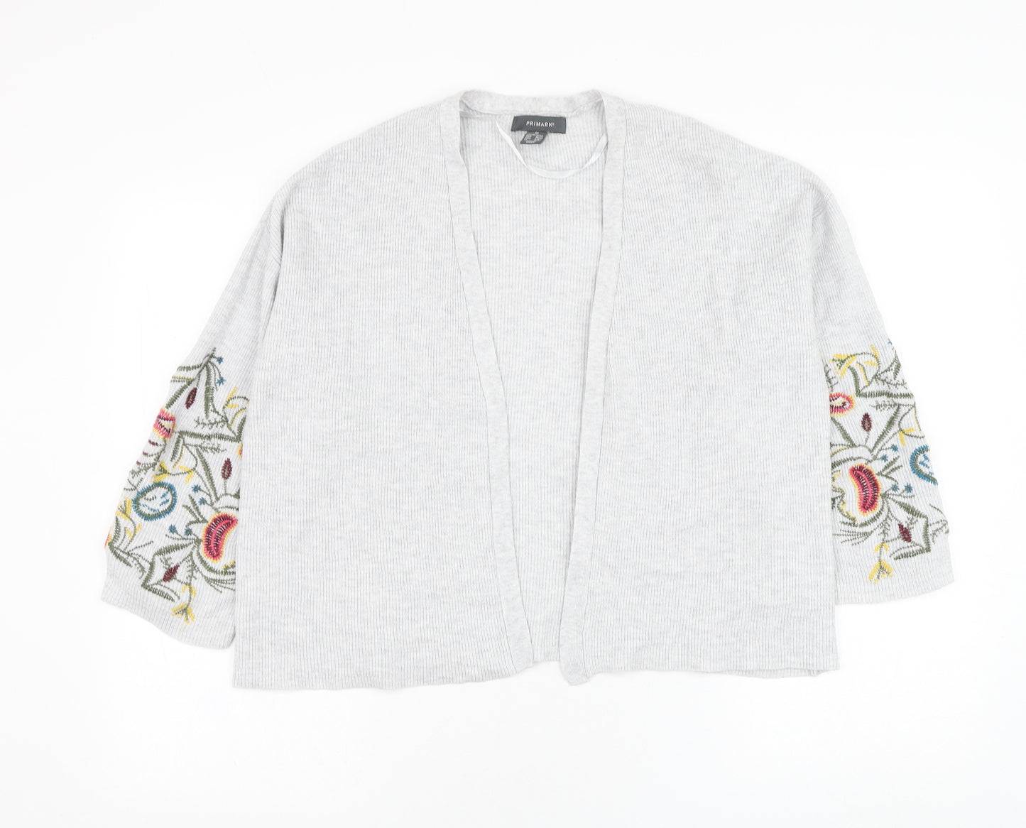 Primark Womens Grey Square Neck  Polyester Cardigan Jumper Size 10   - Flower
