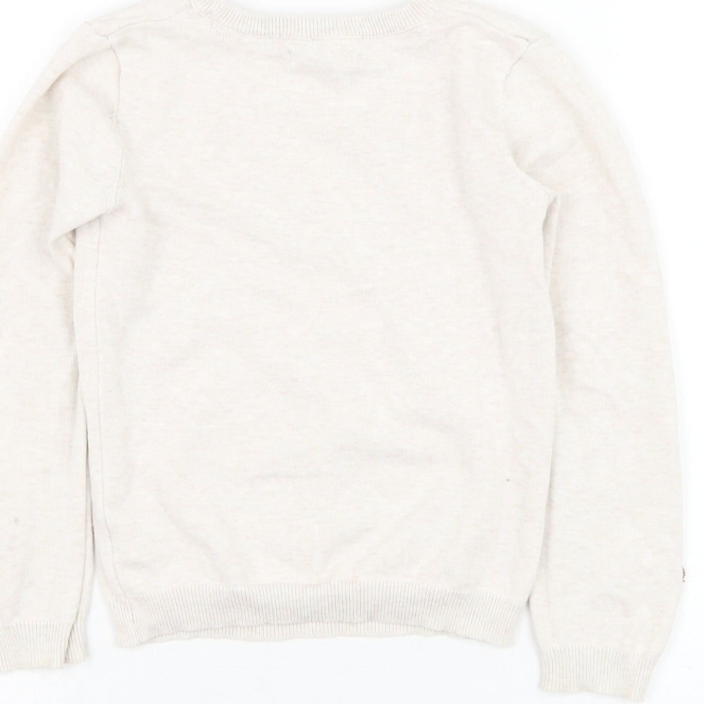 Primark Girls Ivory Round Neck  Cotton Pullover Jumper Size 6-7 Years  Pullover - Butterfly