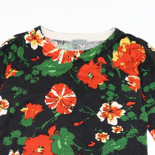 Joseph A Womens Black Round Neck Floral Nylon Pullover Jumper Size S