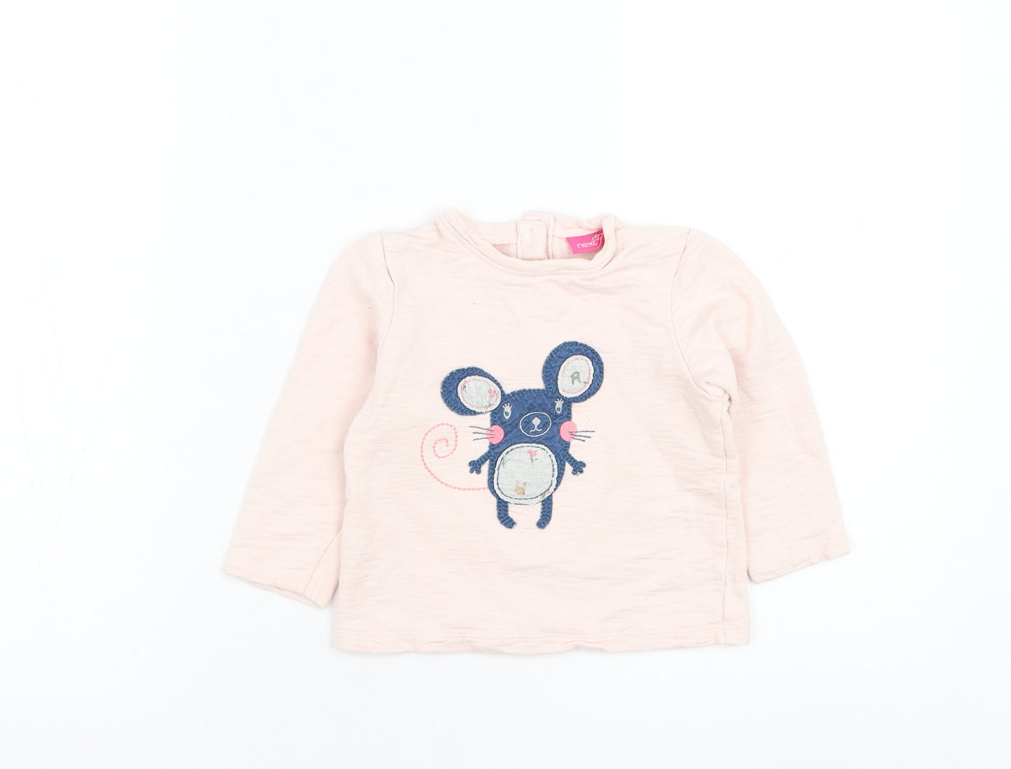 NEXT Girls Pink  Cotton Pullover Jumper Size 18-24 Months  Pullover - Mouse