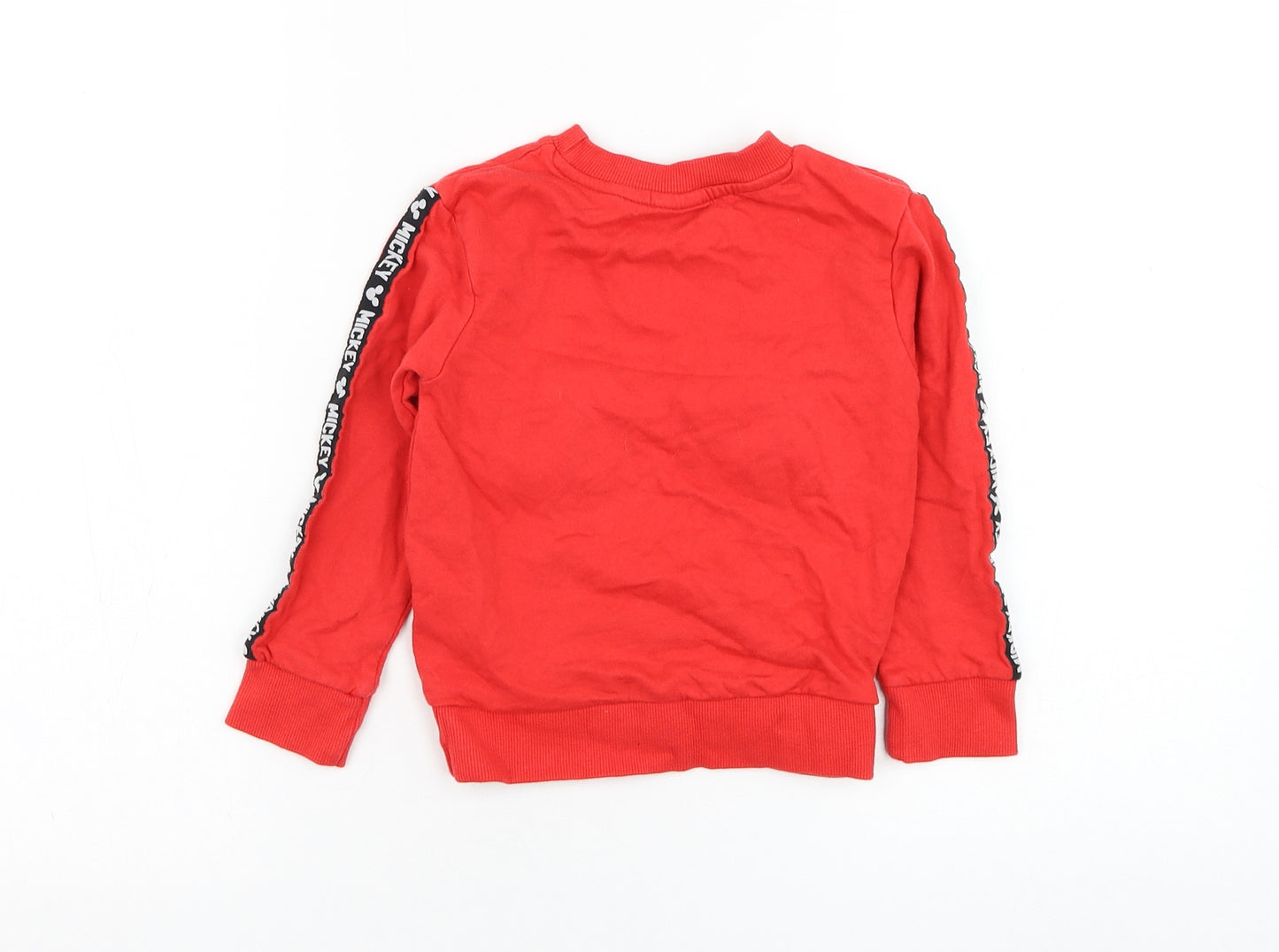 Character Boys Red  Cotton Pullover Sweatshirt Size 4 Years  Pullover - Mickey Mouse
