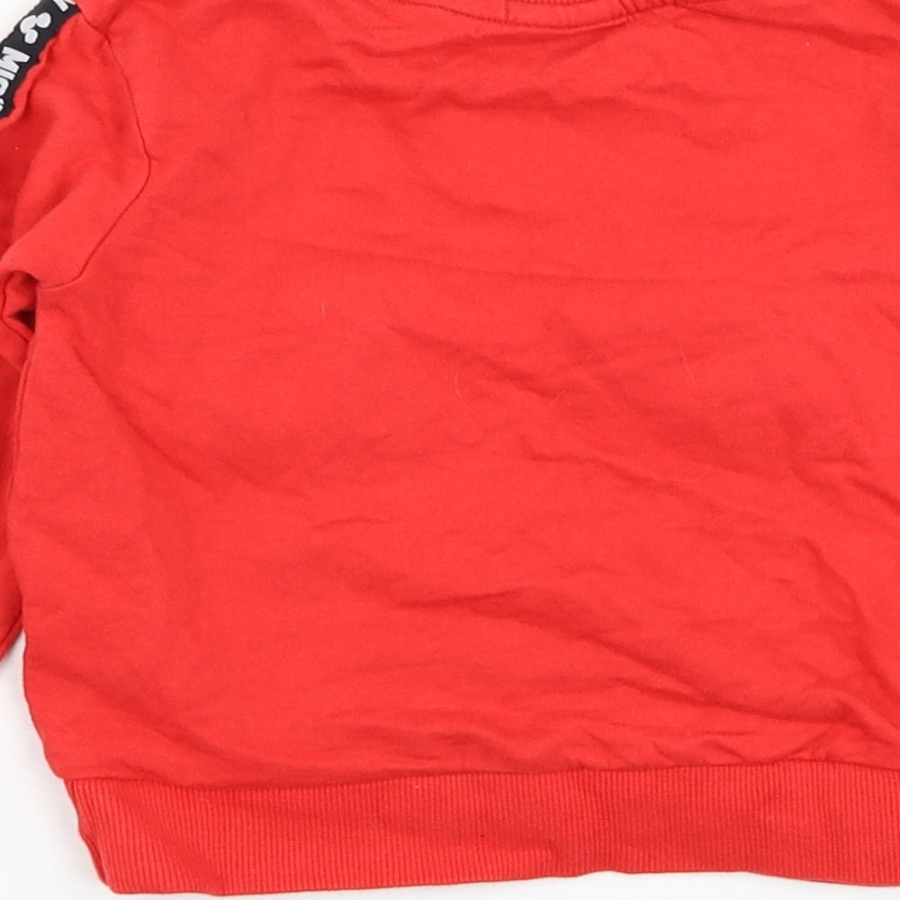 Character Boys Red  Cotton Pullover Sweatshirt Size 4 Years  Pullover - Mickey Mouse