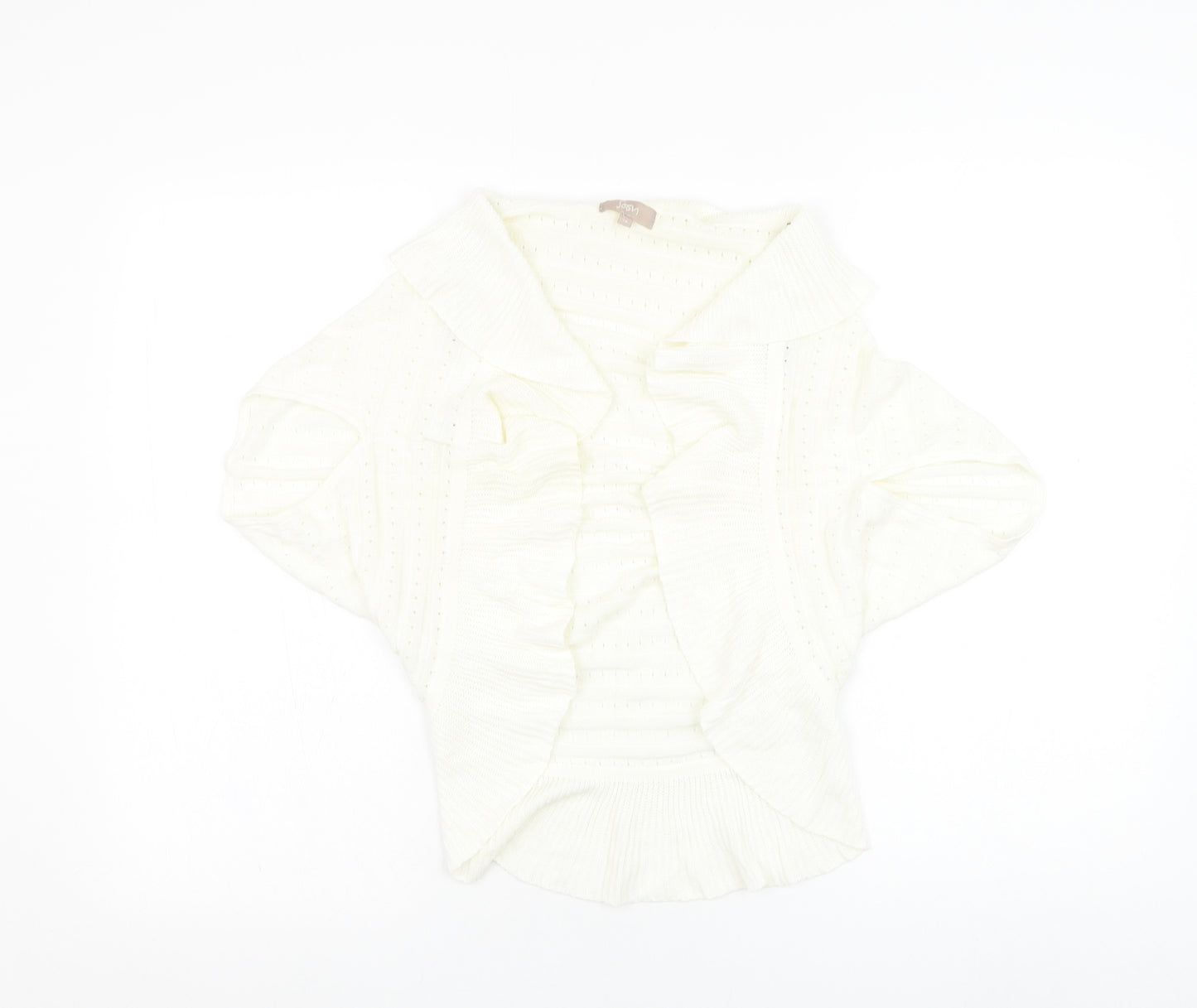 Soon Womens White Square Neck  Cotton Cardigan Jumper Size 14