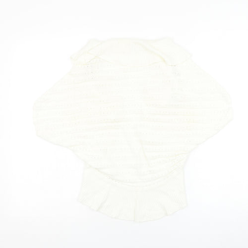 Soon Womens White Square Neck  Cotton Cardigan Jumper Size 14