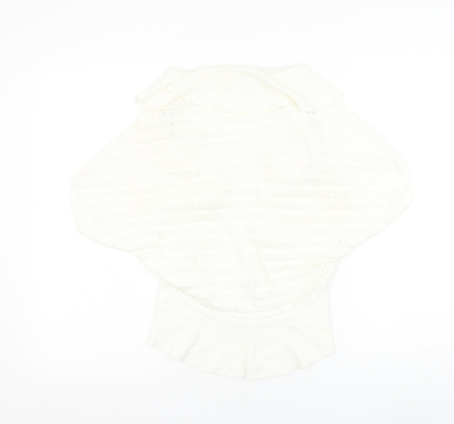Soon Womens White Square Neck  Cotton Cardigan Jumper Size 14