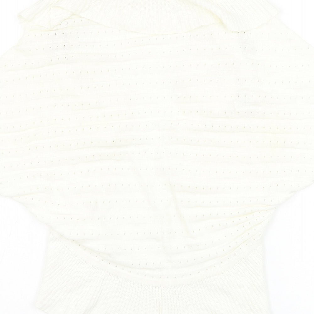 Soon Womens White Square Neck  Cotton Cardigan Jumper Size 14