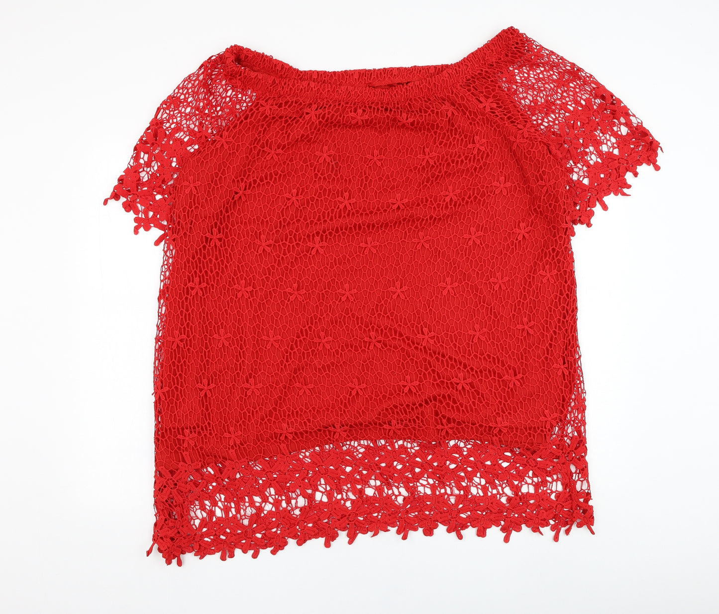 Papaya Womens Red  Polyester Basic Blouse Size 24 Off the Shoulder