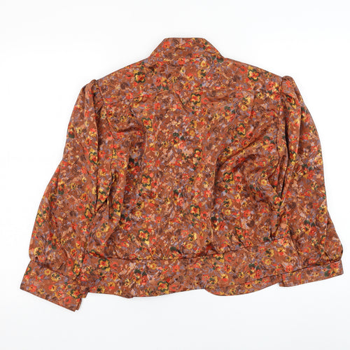 Berkertex Womens Orange Floral  Jacket Blazer Size 16  Button