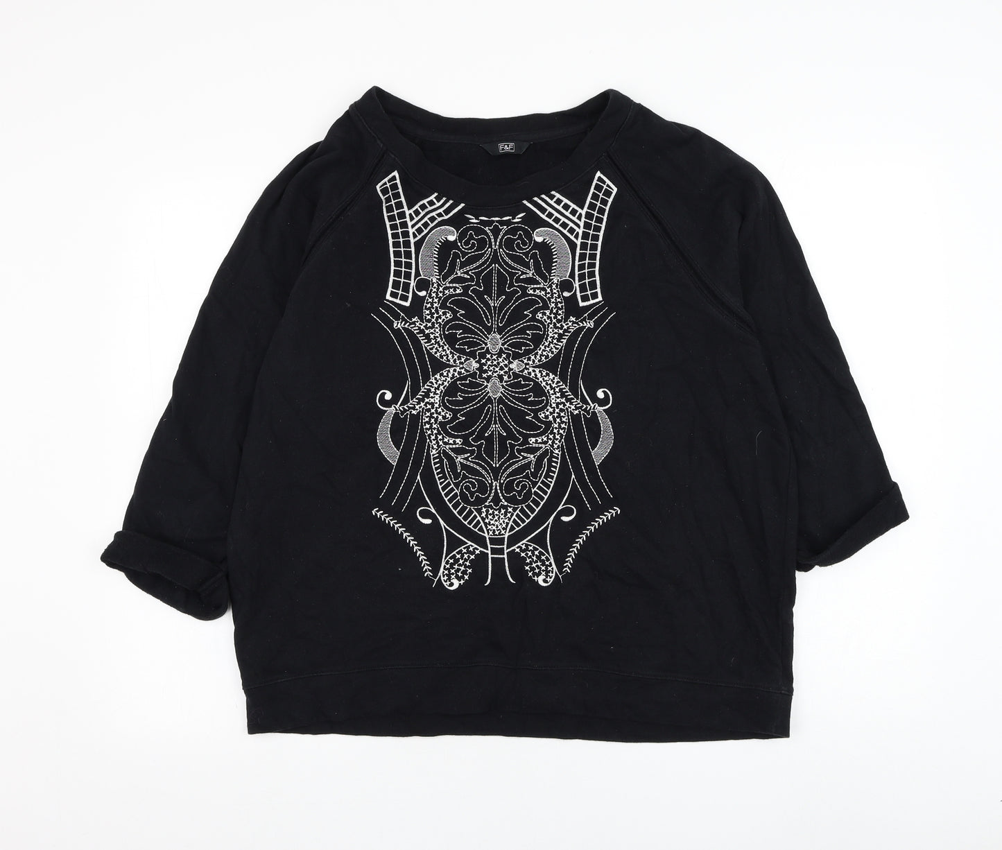 F&F Womens Black  Polyester Pullover Sweatshirt Size L  Pullover