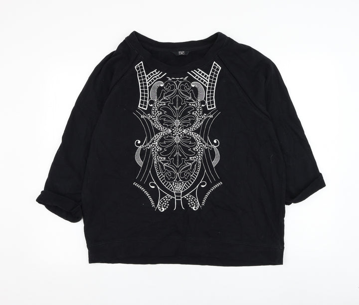 F&F Womens Black  Polyester Pullover Sweatshirt Size L  Pullover
