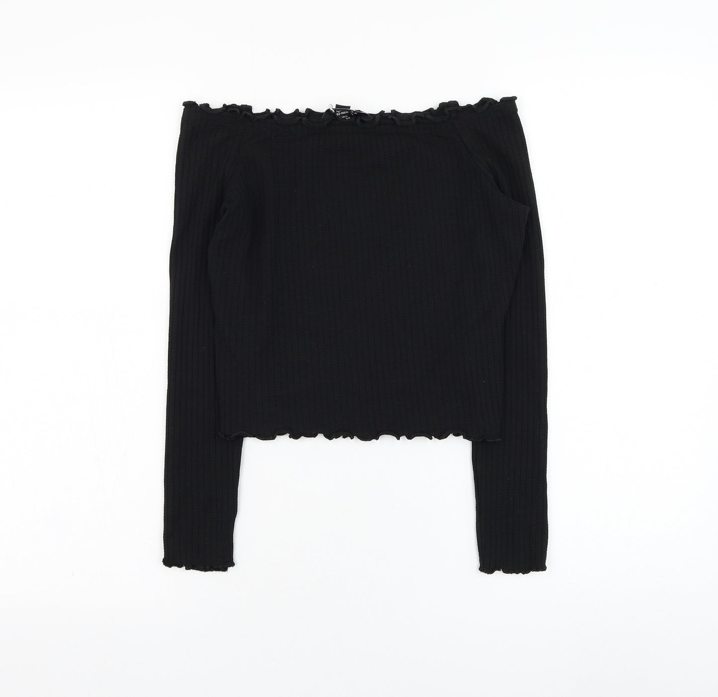 New Look Girls Black  Cotton Basic Blouse Size 12-13 Years Off the Shoulder Pullover