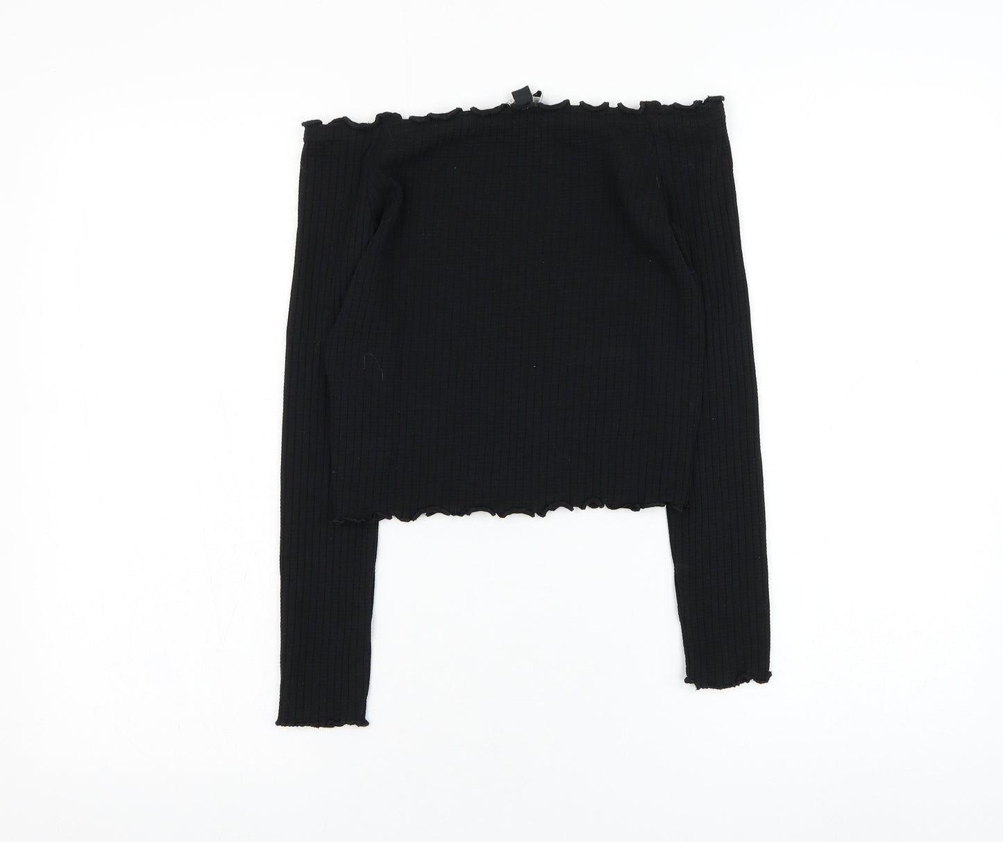 New Look Girls Black  Cotton Basic Blouse Size 12-13 Years Off the Shoulder Pullover