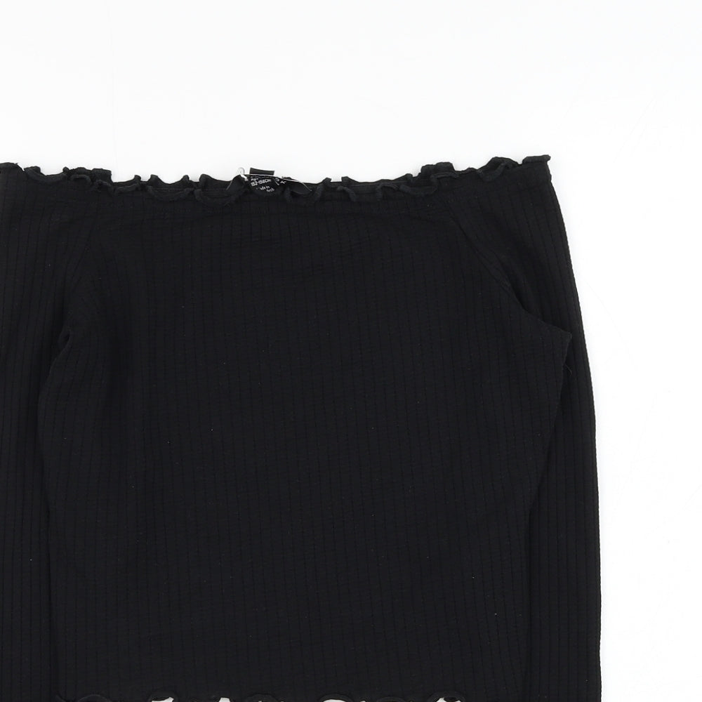 New Look Girls Black  Cotton Basic Blouse Size 12-13 Years Off the Shoulder Pullover