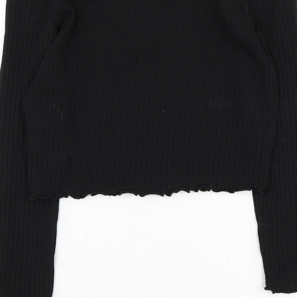 New Look Girls Black  Cotton Basic Blouse Size 12-13 Years Off the Shoulder Pullover