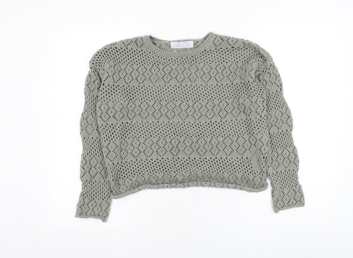 Primark Womens Green Round Neck  Polyester Pullover Jumper Size 12