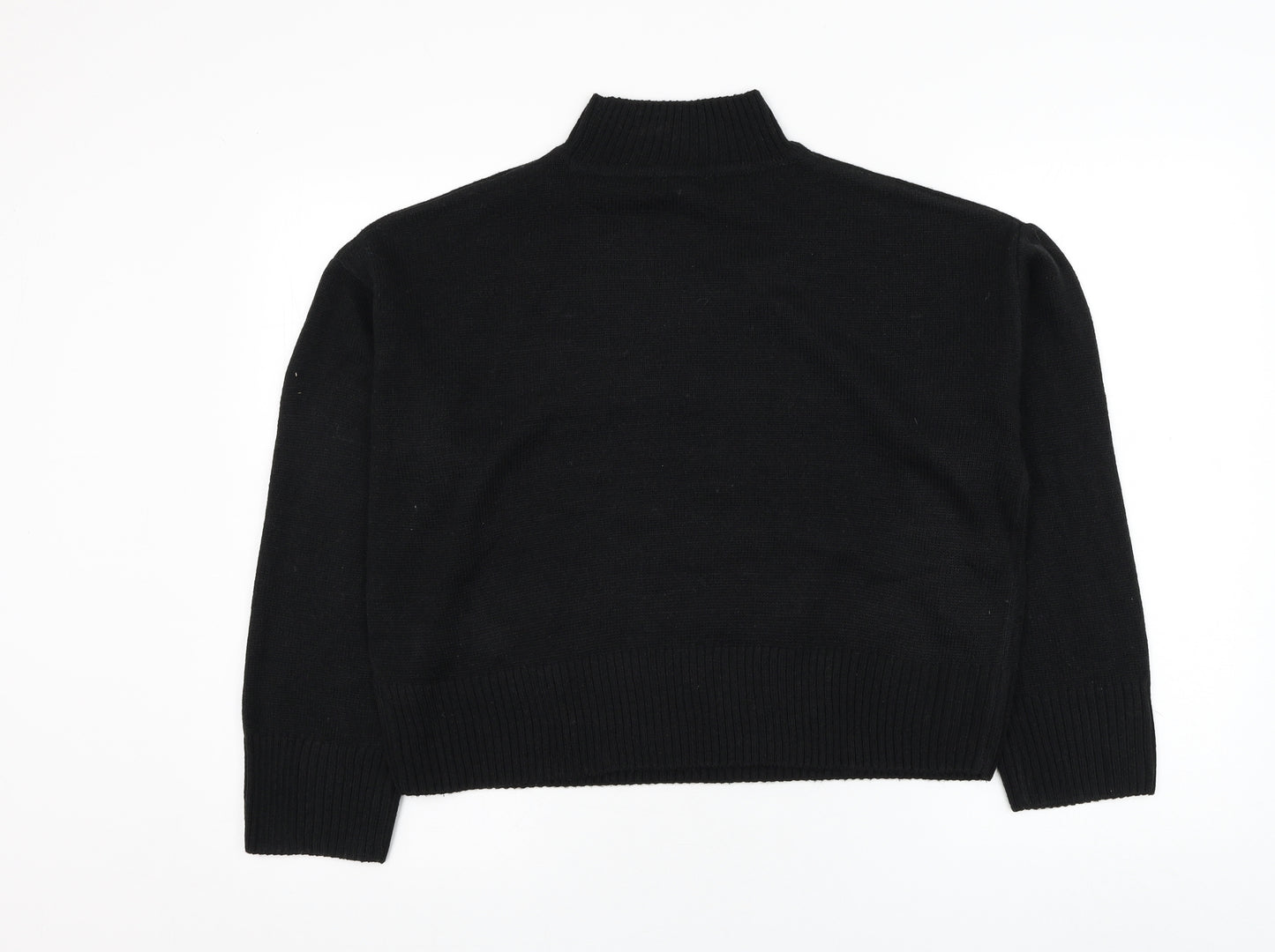 New Look Womens Black Mock Neck  Acrylic Pullover Jumper Size M