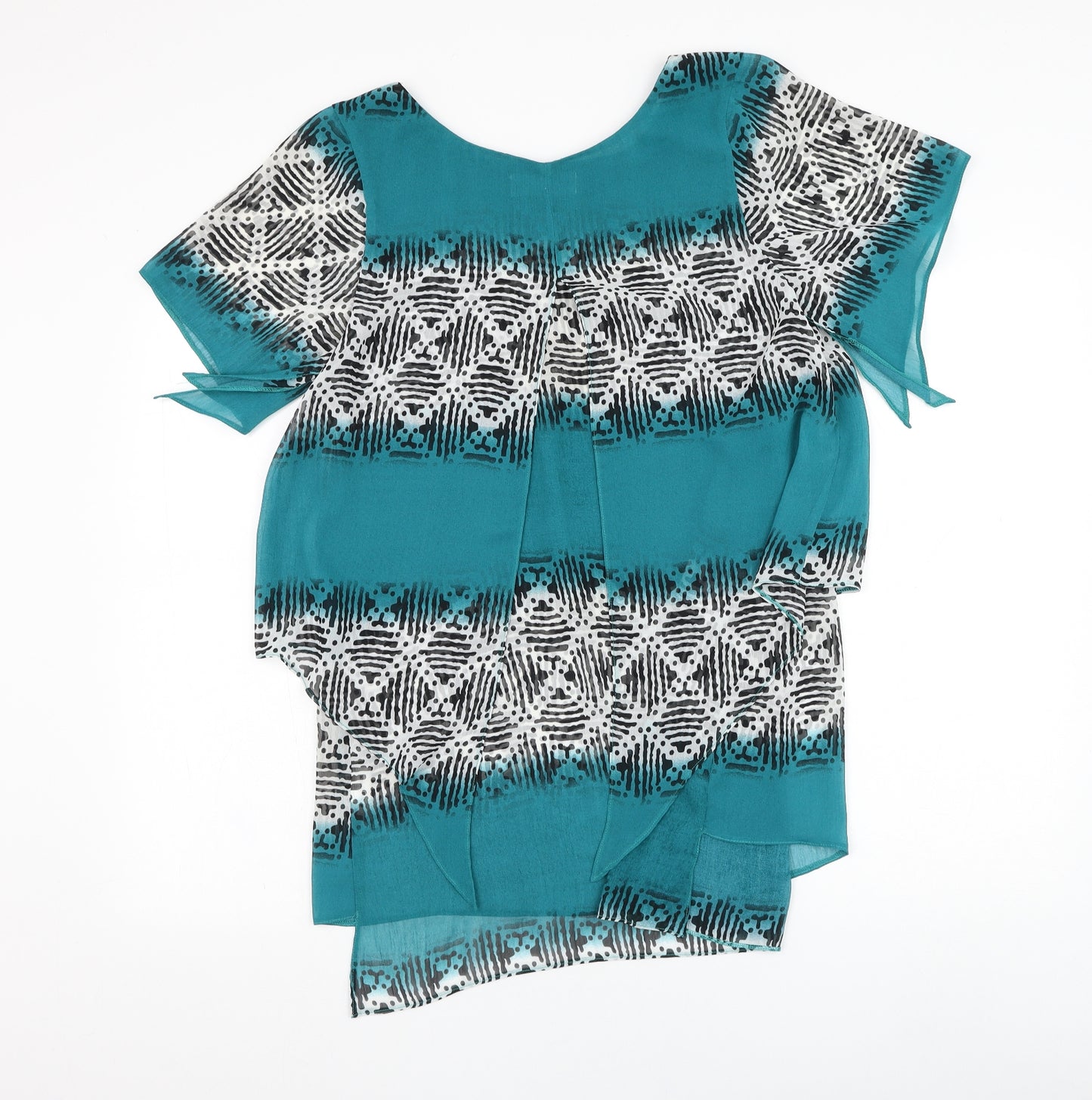 Gerard Womens  Geometric Polyester Basic Blouse Size 14 Round Neck