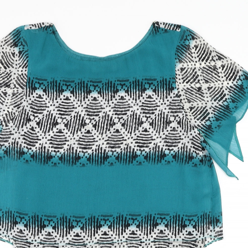 Gerard Womens  Geometric Polyester Basic Blouse Size 14 Round Neck