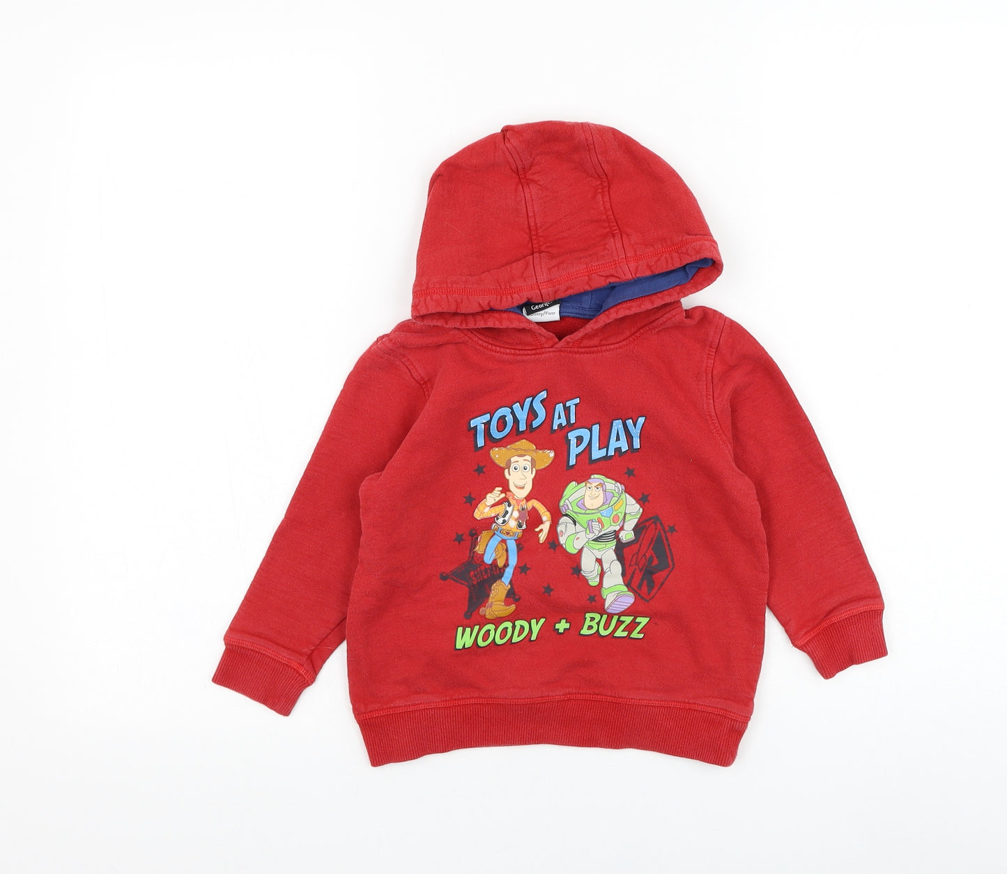 George Boys Red  Cotton Pullover Hoodie Size 3-4 Years  Pullover - Toy Story