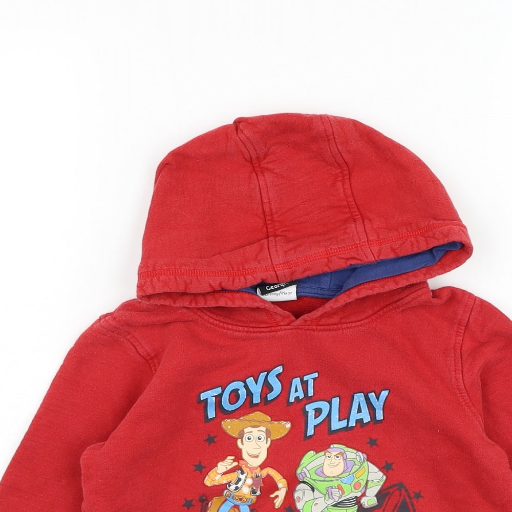 George Boys Red  Cotton Pullover Hoodie Size 3-4 Years  Pullover - Toy Story