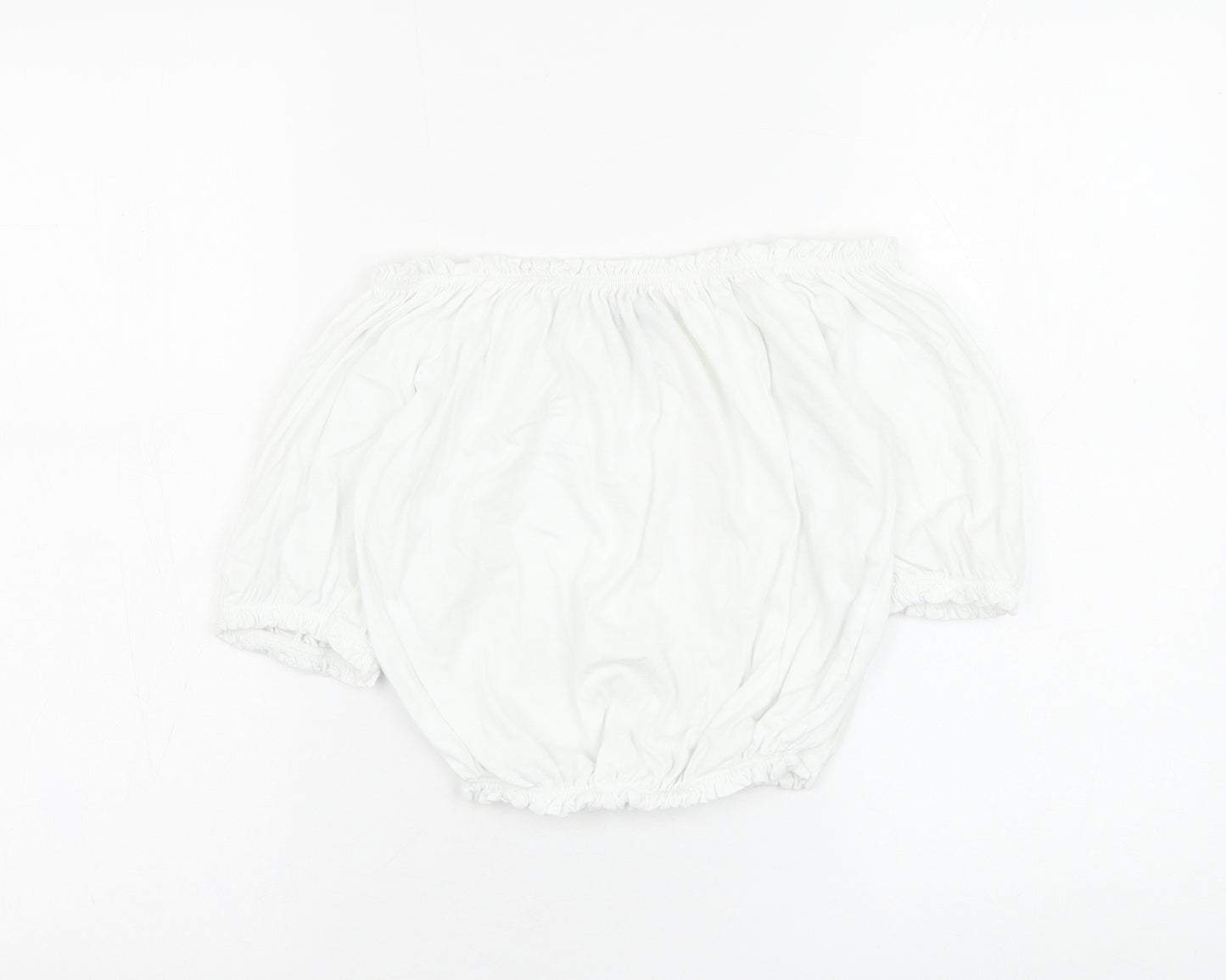 Primark Womens White  Cotton Cropped Blouse Size 8 Round Neck