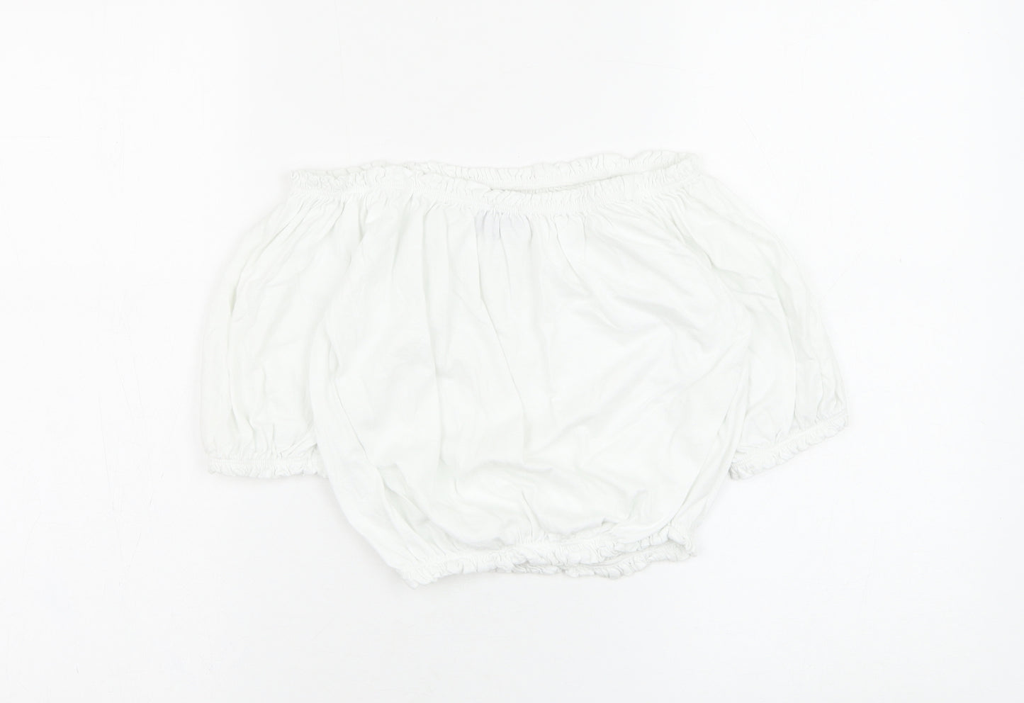 Primark Womens White  Cotton Cropped Blouse Size 8 Round Neck
