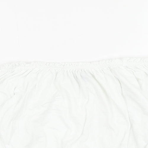 Primark Womens White  Cotton Cropped Blouse Size 8 Round Neck