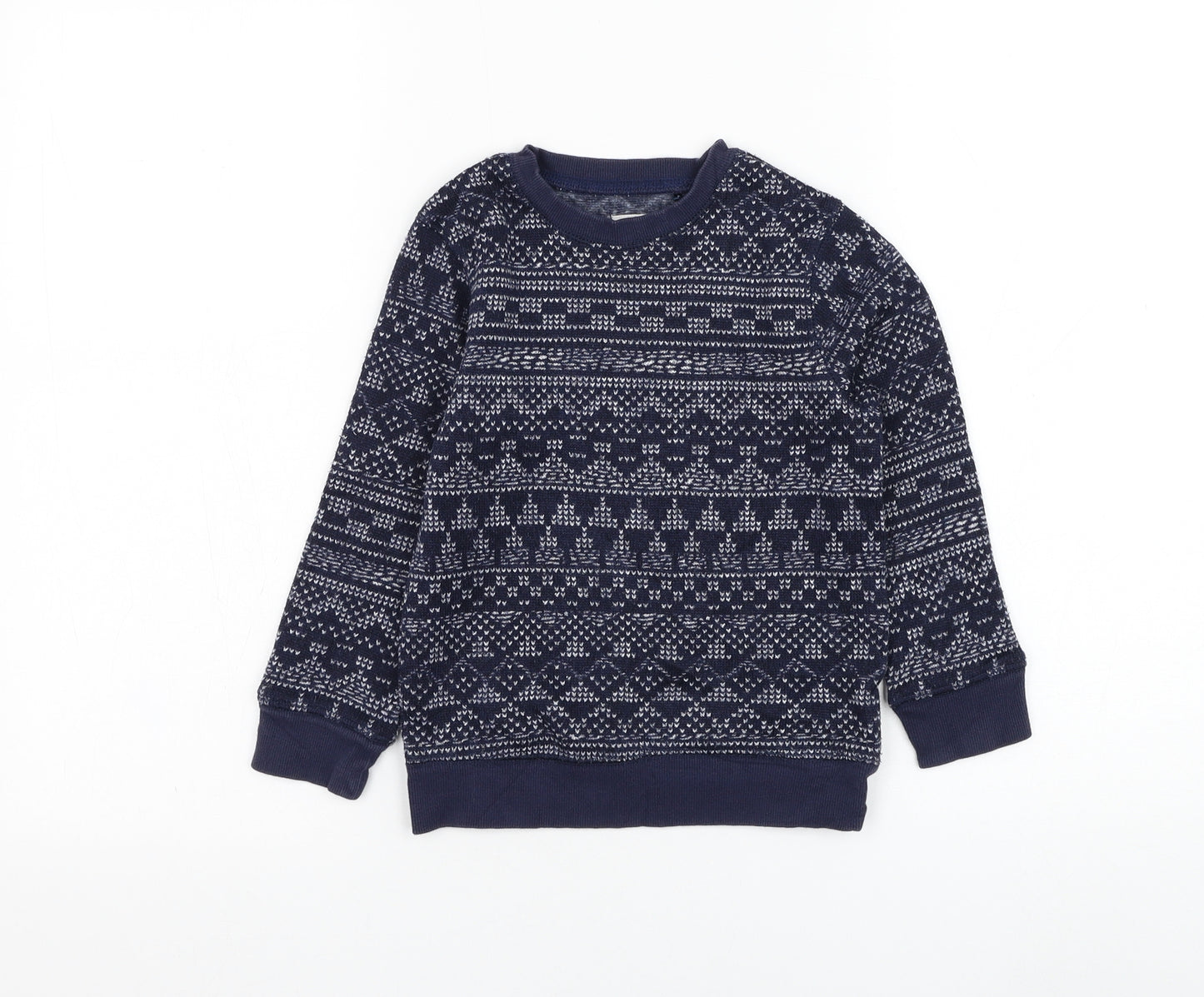 NEXT Boys Blue Round Neck Fair Isle Polyester Pullover Jumper Size 5 Years  Pullover