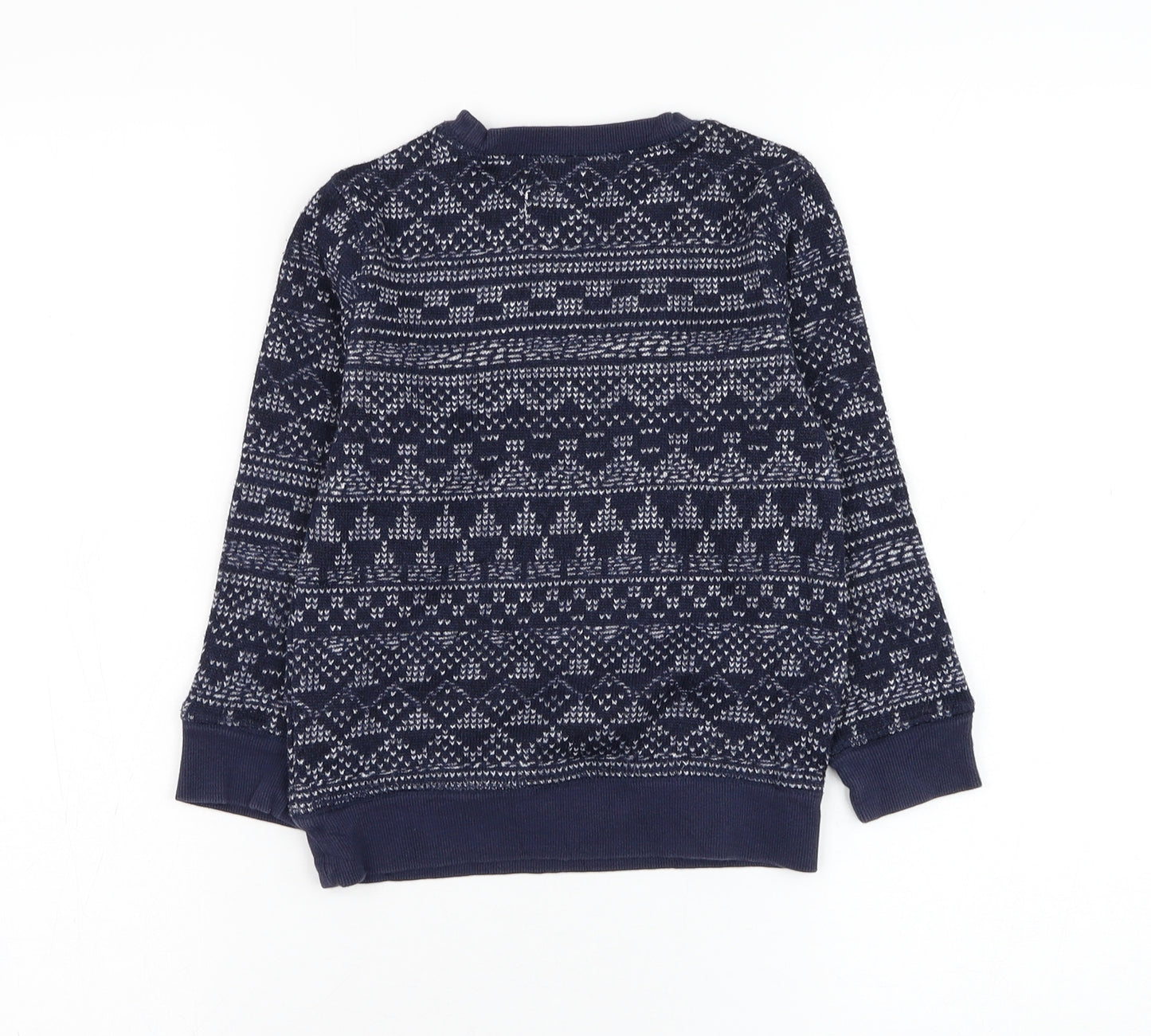 NEXT Boys Blue Round Neck Fair Isle Polyester Pullover Jumper Size 5 Years  Pullover