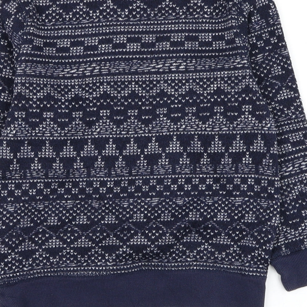 NEXT Boys Blue Round Neck Fair Isle Polyester Pullover Jumper Size 5 Years  Pullover
