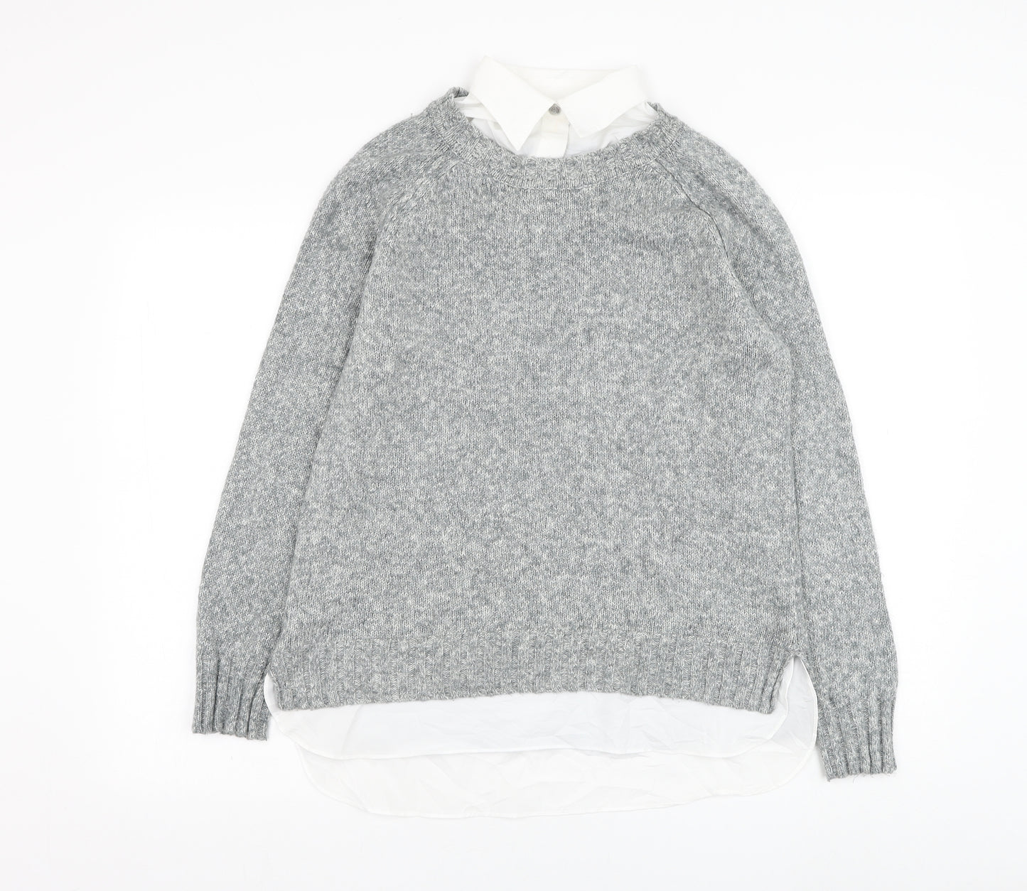 Lauren Ralph Lauren Womens Grey Collared  Cotton Pullover Jumper Size M