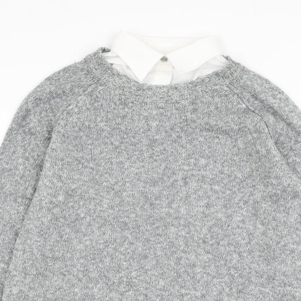 Lauren Ralph Lauren Womens Grey Collared  Cotton Pullover Jumper Size M