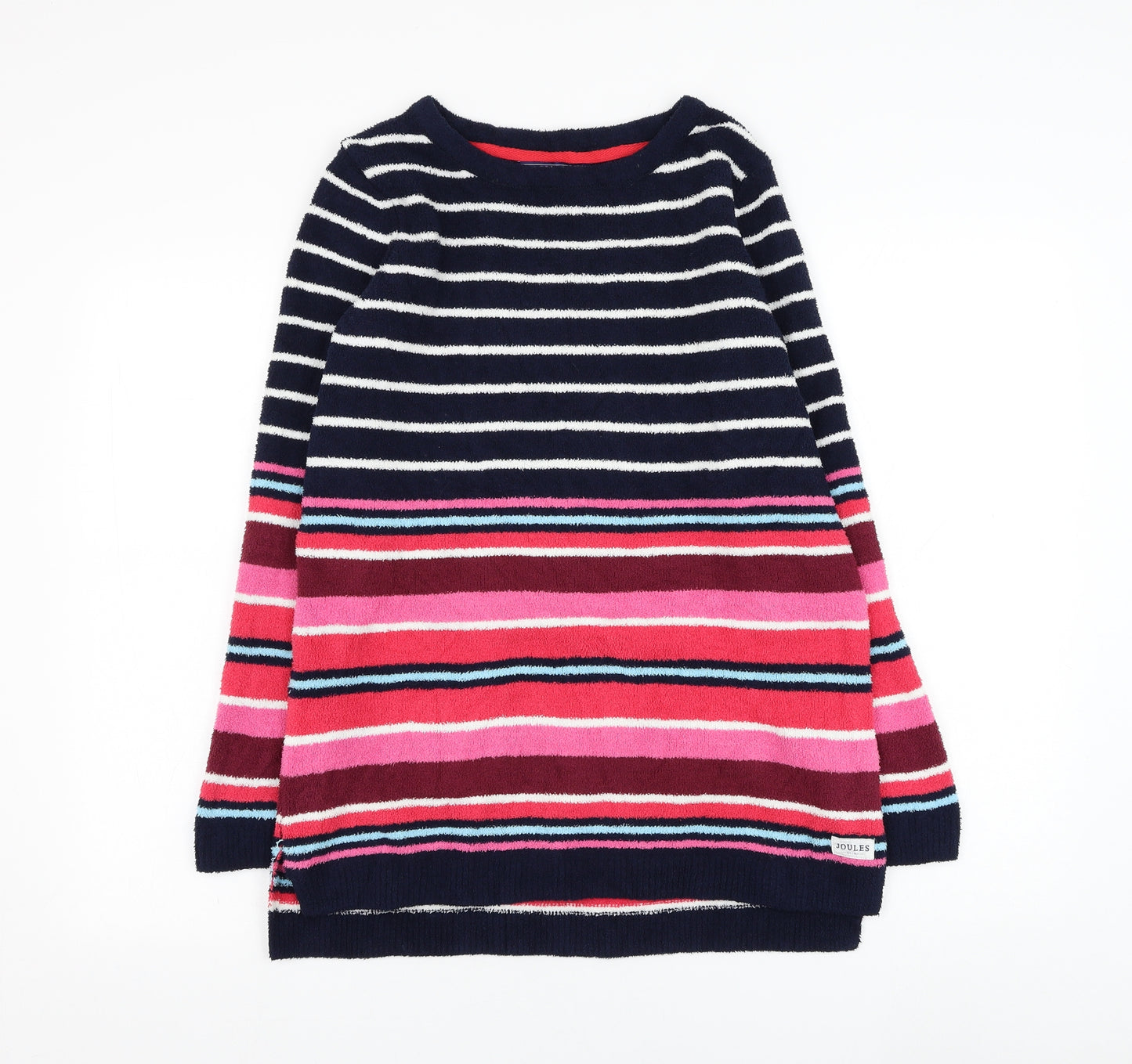 Joules Womens Blue Round Neck Striped Polyester Pullover Jumper Size 8