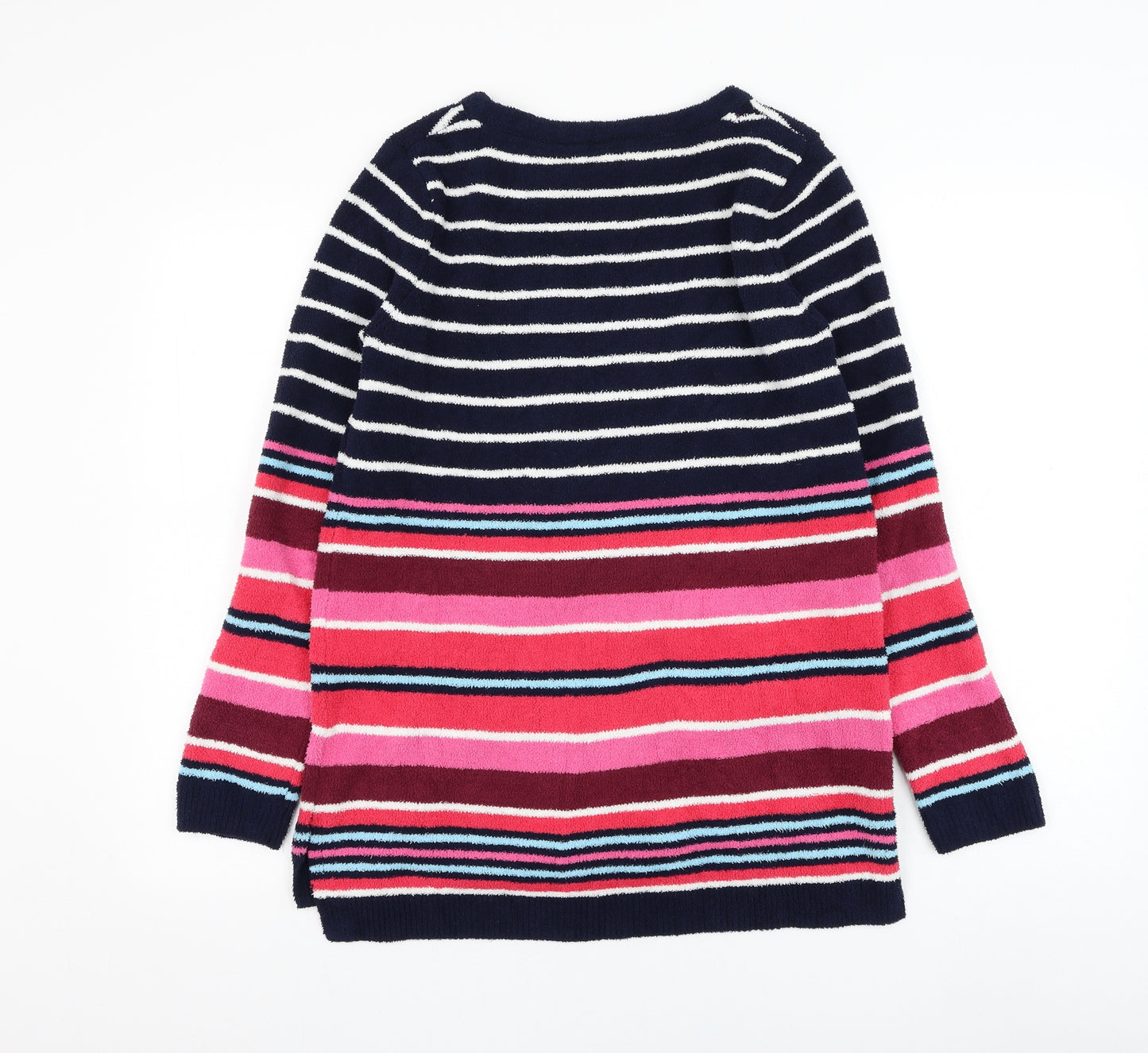 Joules Womens Blue Round Neck Striped Polyester Pullover Jumper Size 8