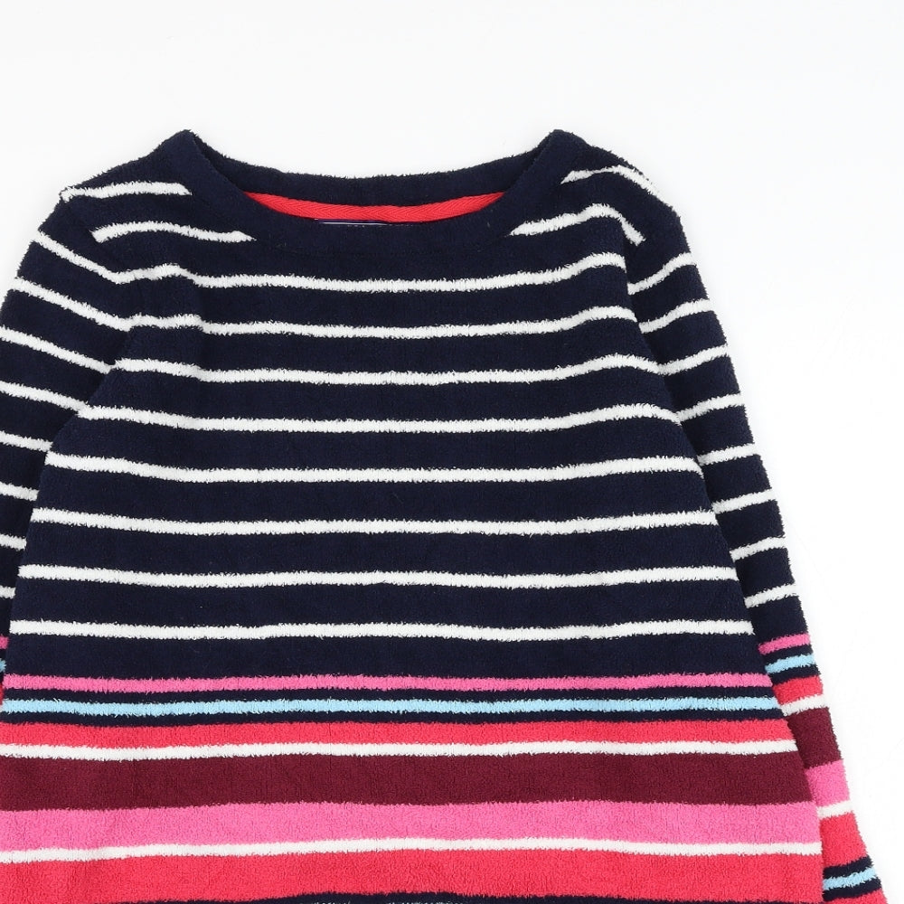 Joules Womens Blue Round Neck Striped Polyester Pullover Jumper Size 8