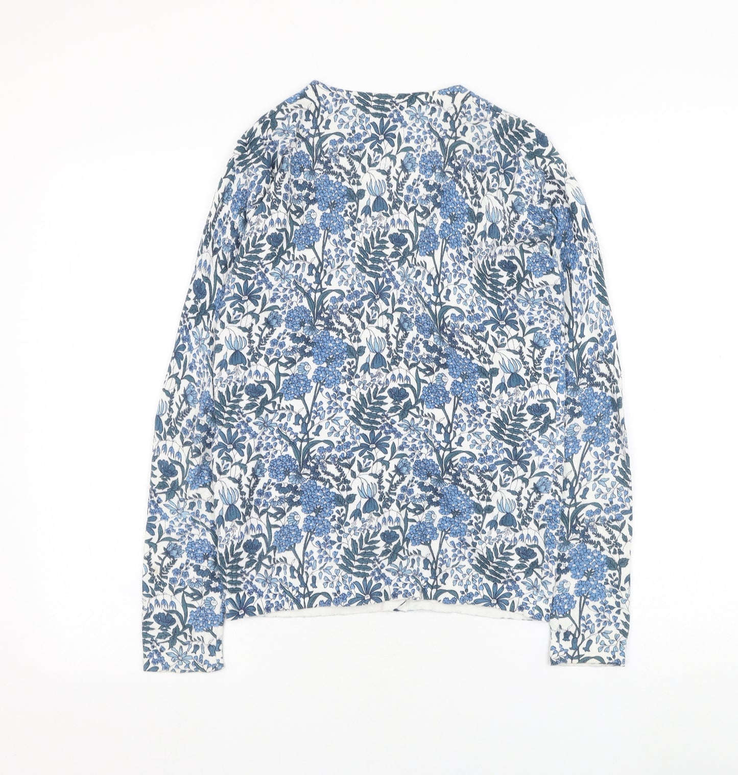 NEXT Womens White Round Neck Floral Cotton Cardigan Jumper Size 6