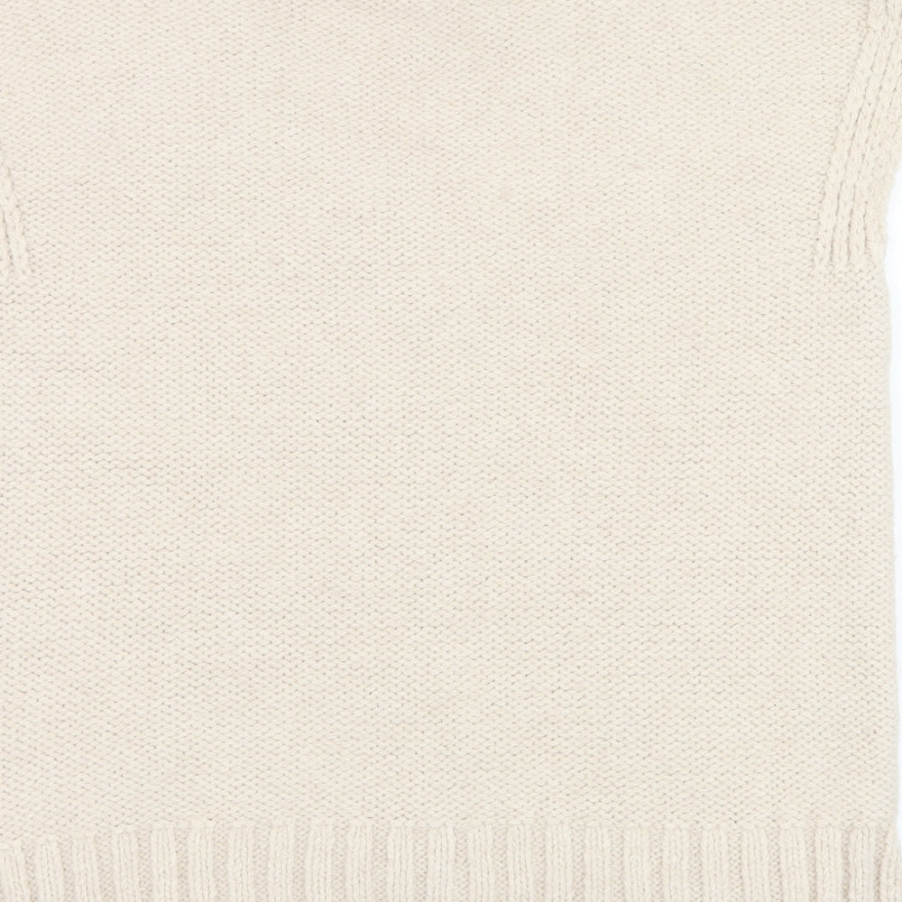 George Womens Beige V-Neck  Acrylic Pullover Jumper Size L