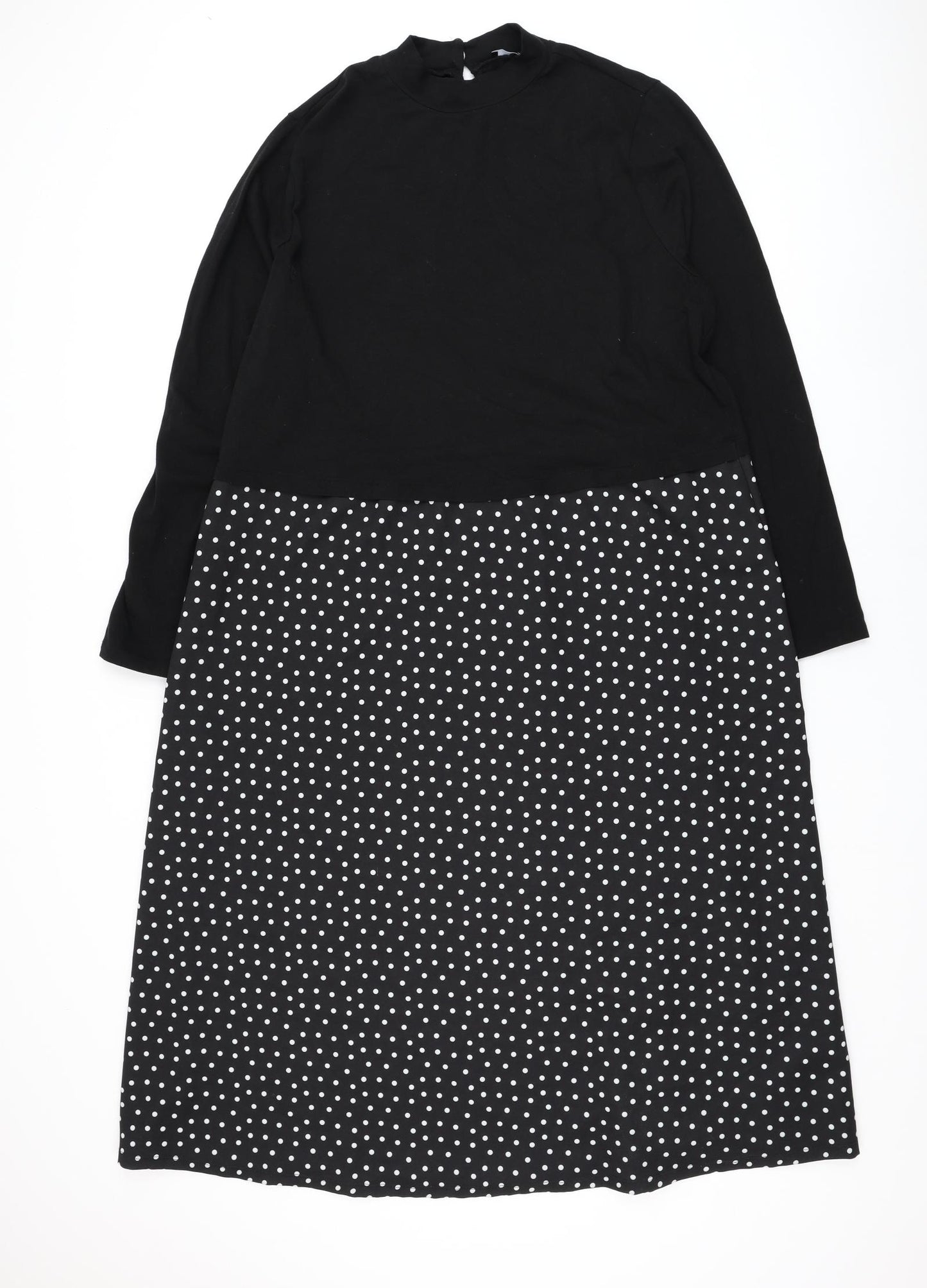 Very Womens Black Polka Dot Cotton Shift  Size 24  Round Neck Pullover