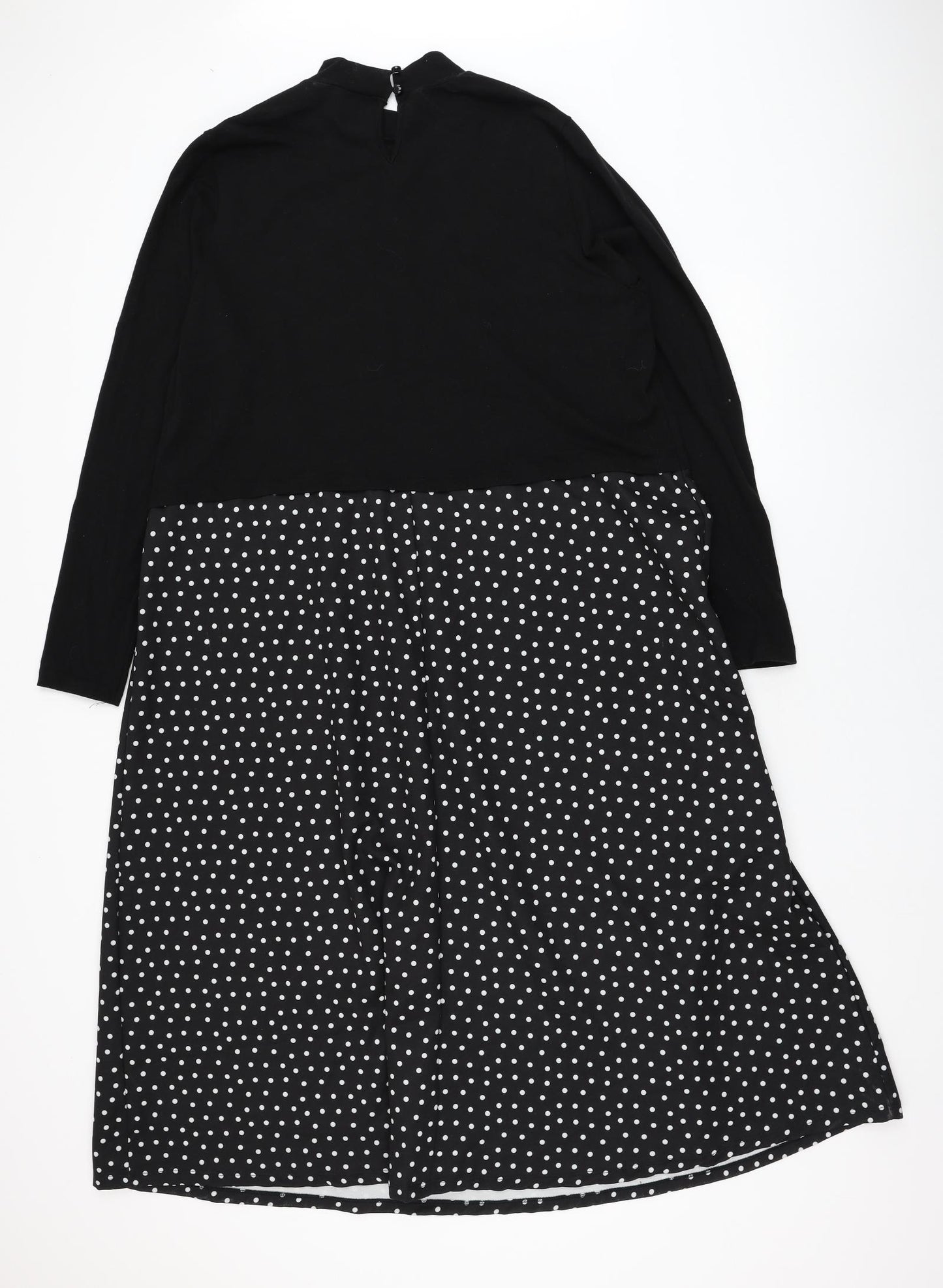 Very Womens Black Polka Dot Cotton Shift  Size 24  Round Neck Pullover