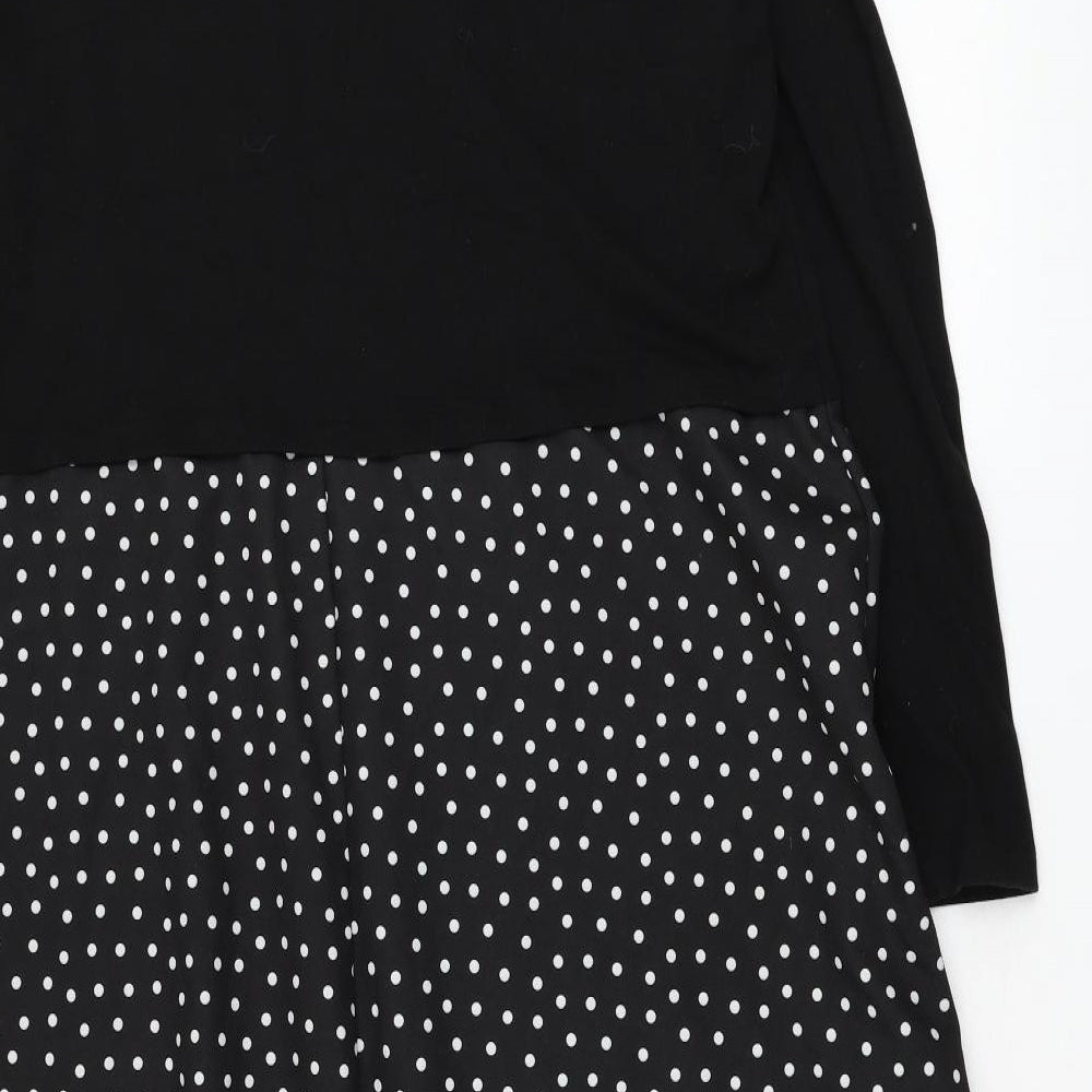Very Womens Black Polka Dot Cotton Shift  Size 24  Round Neck Pullover