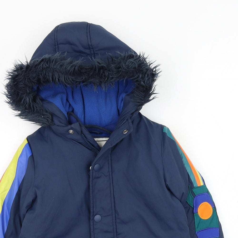 Mothercare Boys Blue   Parka Coat Size 18-24 Months   Zip - Rocket