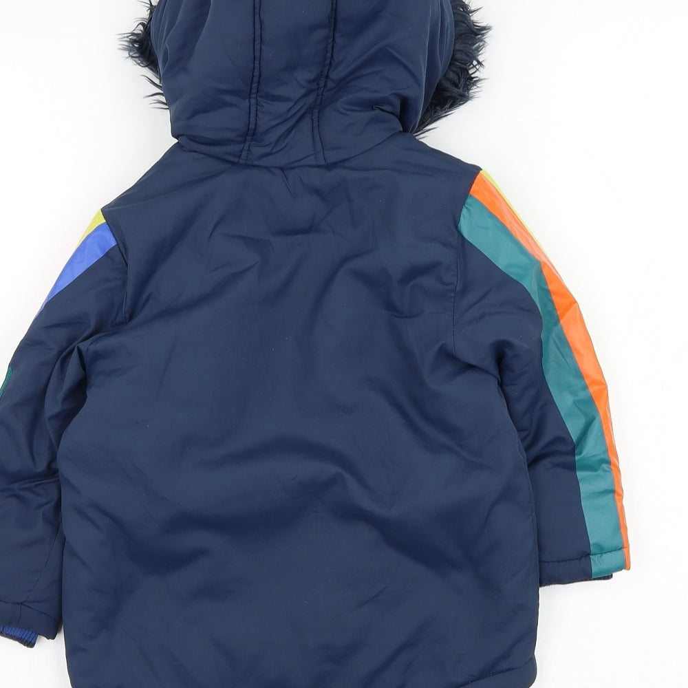 Mothercare Boys Blue   Parka Coat Size 18-24 Months   Zip - Rocket