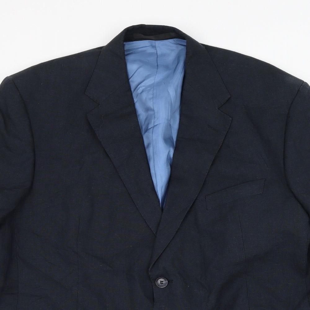 Marks and Spencer Mens Blue  Linen Jacket Suit Jacket Size 44