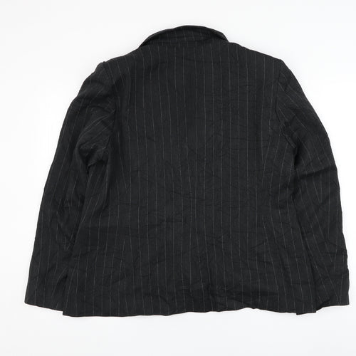 AMARANTO Womens Black Striped  Jacket Blazer Size 16  Button
