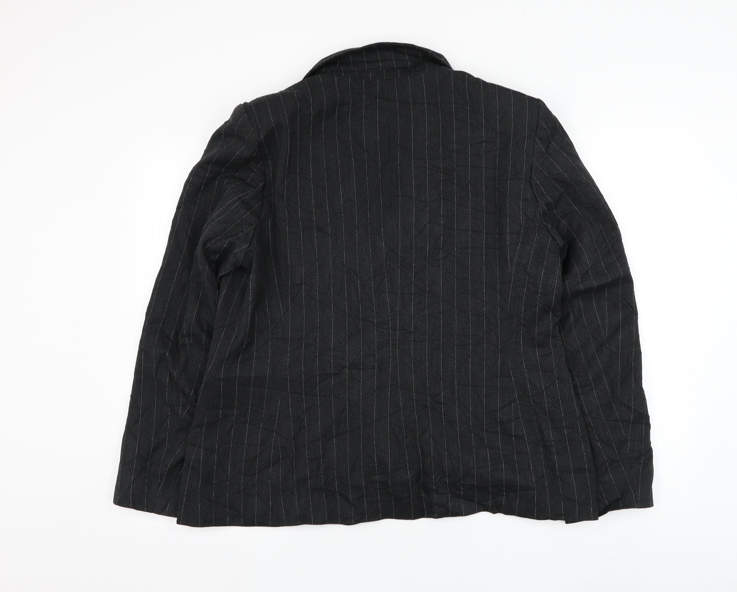 AMARANTO Womens Black Striped  Jacket Blazer Size 16  Button