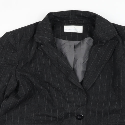 AMARANTO Womens Black Striped  Jacket Blazer Size 16  Button