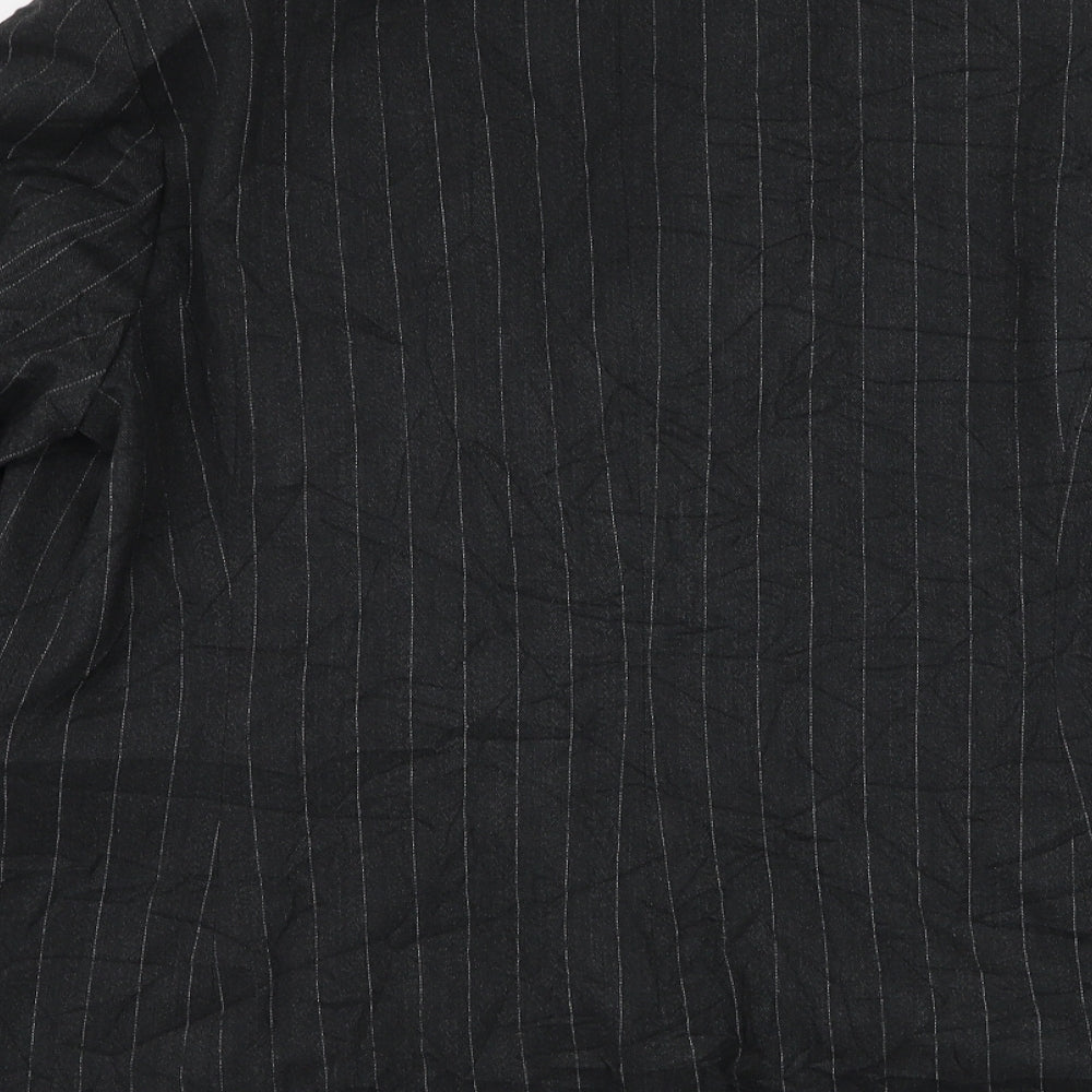 AMARANTO Womens Black Striped  Jacket Blazer Size 16  Button