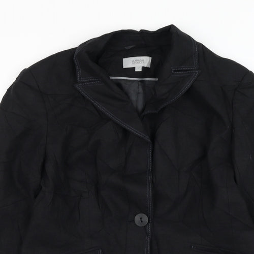 Marks and Spencer Womens Black   Jacket Blazer Size 12  Button