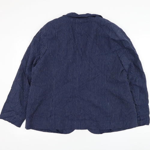 Bonmarché Womens Blue Striped  Jacket Blazer Size 22  Button